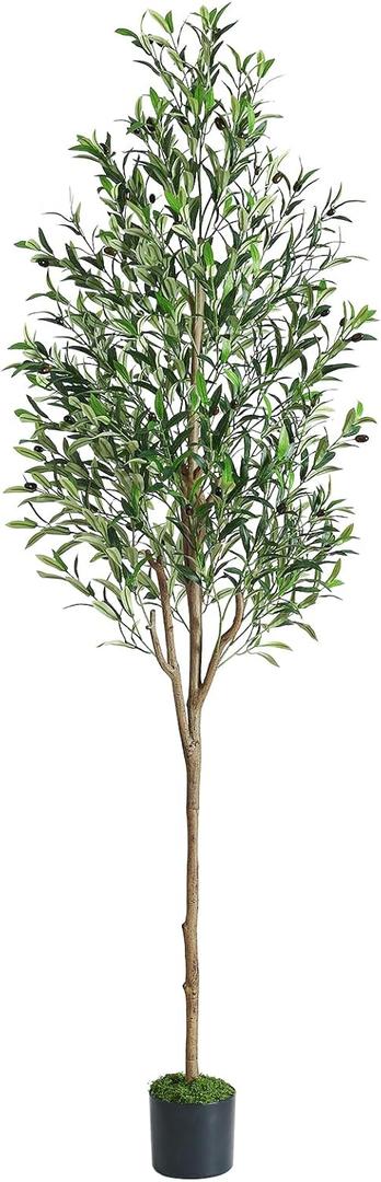 Alupssuc 7ft Olive Tree Artificial Indoor, Fake Tree Potted Faux Olive Trees with Lifelike Fruits and Realistic Leaves, Artificial Plants Indoor Fake Plants for Modern Home Office Living Room Decor