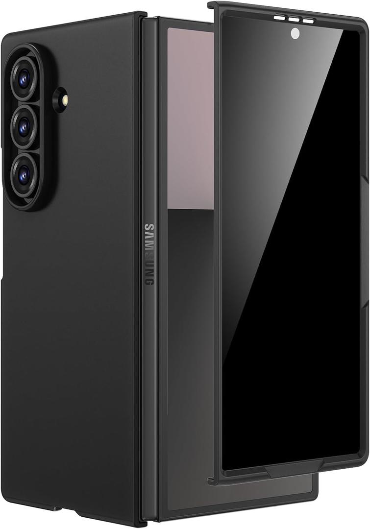 Maxdara for Z Fold 7 Case with Privacy Screen Protector, Galaxy Z Fold 7 Thin Case Support Wireless Charging Hard PC Shockproof Protective Phone Cover (Black)