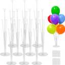 JOYYPOP 10 Sets Balloon Stand Kit, Balloon Sticks with Base Party Supplies Birthday Graduation Party Decorations Wedding (10 Pack Clear)