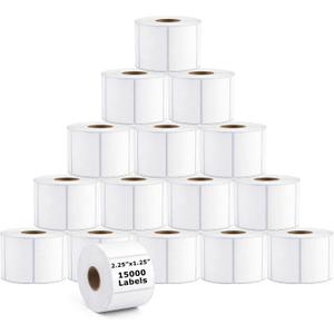 15 Rolls 2.25"x1.25" Direct Thermal Labels, 1000 Labels/Roll (15000 Labels), Self-Adhesive Address Barcode Sticker Label Rolls, Compatible with Zebra, Rollo, Munbyn & Most Thermal Printers
