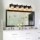Black Crystal Bathroom Vanity Light 5-Light Modern Bathroom Lighting Fixtures Over Mirror Wall Light Fixtures