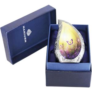 Small Urns for Human Ashes Keepsake, Cremation Urn for Ashes for Women & Men, Yellow Butterflies Teardrop, Mini Decorative, Butterfly and Lavender, Brass Miniature Urn - Little Tear Drop