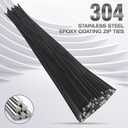 Stainless Steel Zip Ties, 19.8" Black Self-Locking Cable Ties, 40pcs Heavy Duty