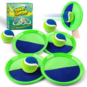 Toss and Catch Ball Set, Pool Beach Outdoor Toys Games for Kids Ages 4-8-12, 4 Paddles 4 Balls and Storage Bag, Summer Yard Outdoor Game for Adult Family, Birthday Easter Gift for Kids