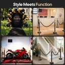 4 Pack Black&Gold Stanchions and Velvet Ropes Set, Stainless Steel Crowd Control Barriers, 3Pcs Black Ropes and Poles for Party Supplies,Photobooth Accessories, Prom,Birthday,Business,Wedding, Museums