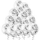 Silver Confetti Balloons, 25 Pcs Thickened 12 Inch Clear Latex Balloon with Confetti Inside for Graduation Decorations Engagement Bridal Shower Party Baby Shower Birthday Party Decoration Supplies