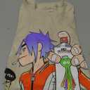 Gorillaz Unisex-Adult Gorillaz Cig Inky Octopus Spray Back T-Shirt (Medium, Cream)