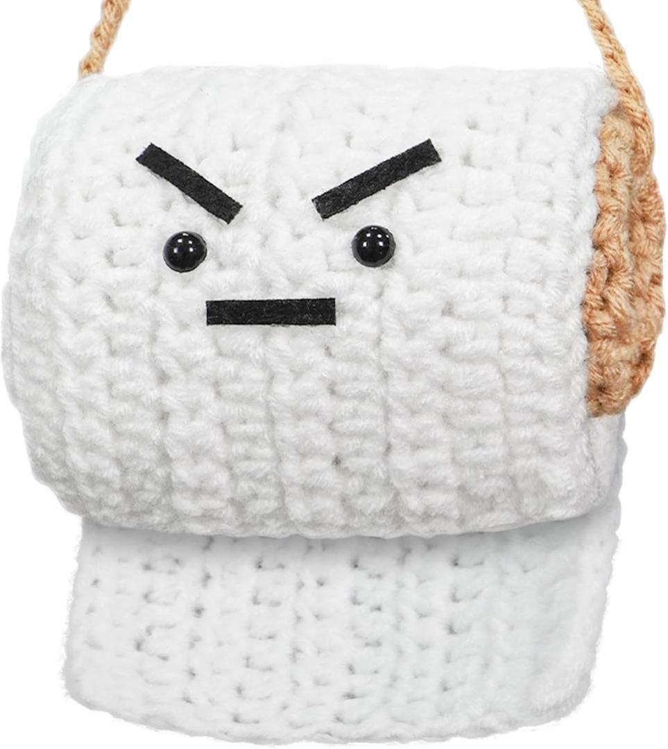 Funny Gag Gifts for Men Women - Funny Handmade Toilet Paper Roll Crochet - Fathers Day Birthday Gag Gifts for Dad Husband Boyfriend, Weird Stuff Galentines Day Gifts for Friend Coworker Gift (Ivory  Poop Patrol)