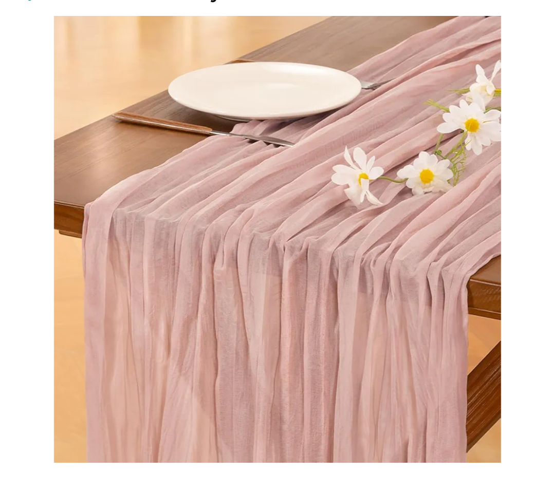 Socomi Pink Cheesecloth Table Runner Easter Spring Boho Rustic Gauze Dusty Pink Farmhouse 120 inch 10FT Cheese Cloth Runner for Wedding Party Baby Shower Birthday Home Decor Holiday Decorations