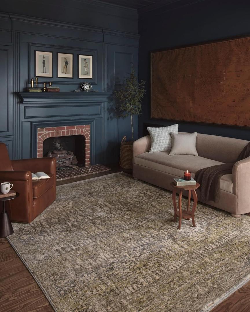 Loloi Magnolia Home by Joanna Gaines Junie Collection JUE-02 Moss/Natural 2'-0" x 3'-0", .38" Pile Height, Accent Rug