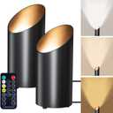 Brightown 2 Pack Floor Can Lights - 6000K LED Up Lights with Remote and Timer, 3 Color Temperatures and Dimmable Uplighting Spotlights for Dark Corner Sofa House Plant Wall Artwork Indoor (Black)