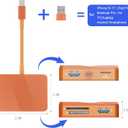SD Card Reader, 5 in 1 USB-C & USB Card Adapter with SD/MicroSD/MS and Dual USB-A Ports Memory Card Reader for iPhone 17/16/15 Pro Max iPad MacBook Pro/Air M4/M3 Android Phone/Tablet PC (Orange)