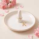 Ceramic Ring Holder Dish for Women Monogrammed Ring Holder for Women Bride | One-piece Ceramic, Ring Cone, Handcrafted, Birthday Valentines Mother's Day Christmas Engagement Wedding Bridesmaid Gifts