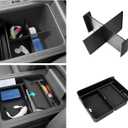 2PCS Center Console Organizer & Armrest Divider Compatible with Honda 2023-2026 Pilot & 2024-2026 Passport & 2024 2025 Ridgeline Accessories Insert Armrest Hidden Organizer