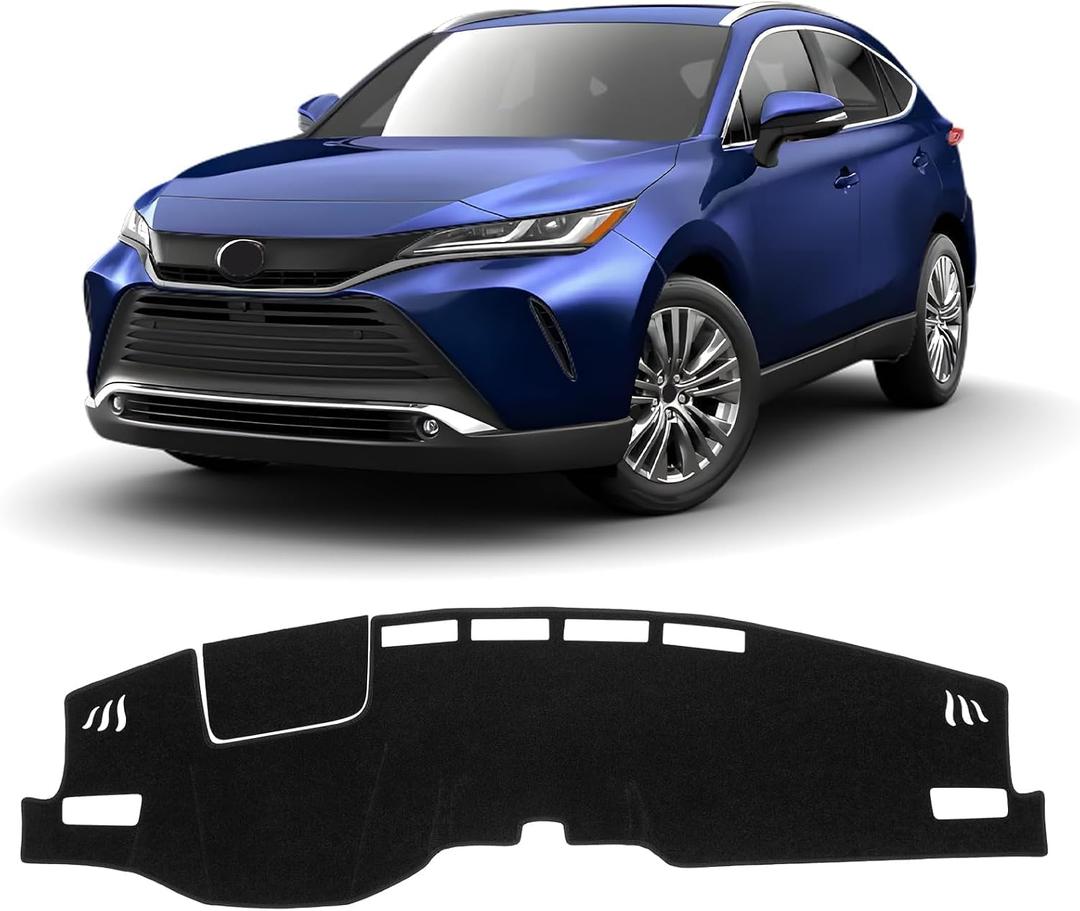 KUST Black Dash Cover for Toyota Venza 2021 2022 2023 2024 (LE, XLE, Limited) Left Hand Driving Polyester Dashboard Cover Non-Slip Center Console Dash Cover Sunshade Windshield No Glare