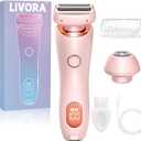 Livora Electric Shaver for WomenSilk Glide Pro ShaverRechargeable Electric Trimmer for Bikini, Pubic Hair, Legs, Body, Wet/Dry (Pink)