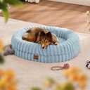 ChiXnuggle Orthopedic Dog Bed, Washable Cover, Faux Fur Bolster Pet Couch | waterproof,egg crate foam,non-slip bottom,for small medium dogs,light blue,30*24*7,dog sofa,puppy bed