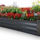 GrowHaus 8x4x1FT Galvanized Raised Garden Bed, Planter Boxes Outdoor Large Metal Garden Beds for Planting Vegetables Flowers Herbs Rectangle Dark Gray