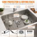 iPEGTOP Sink Bottom Grid 28"x 15", Stainless Steel Sink Protector Centered Drain with Round Corner Radius, Sink Grate for Bottom of Kitchen Single Sink Bowl with Hole, One-Piece