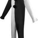 Kids Clown Costume for Kids 5Pack Jumpsuit Mask Gloves with Plastic Knife Outfit for Cosplay