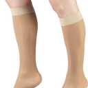 Truform Sheer Compression Stockings, 15-20 mmHg, Women's Knee High Length, 20 Denier, Light Beige, 3X-Large