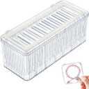 Acrylic Bracelet Jewelry Storage Box with 12 Portable Anti Tarnish Organizers for Earrings/ring/necklace (Cream Border) (White)