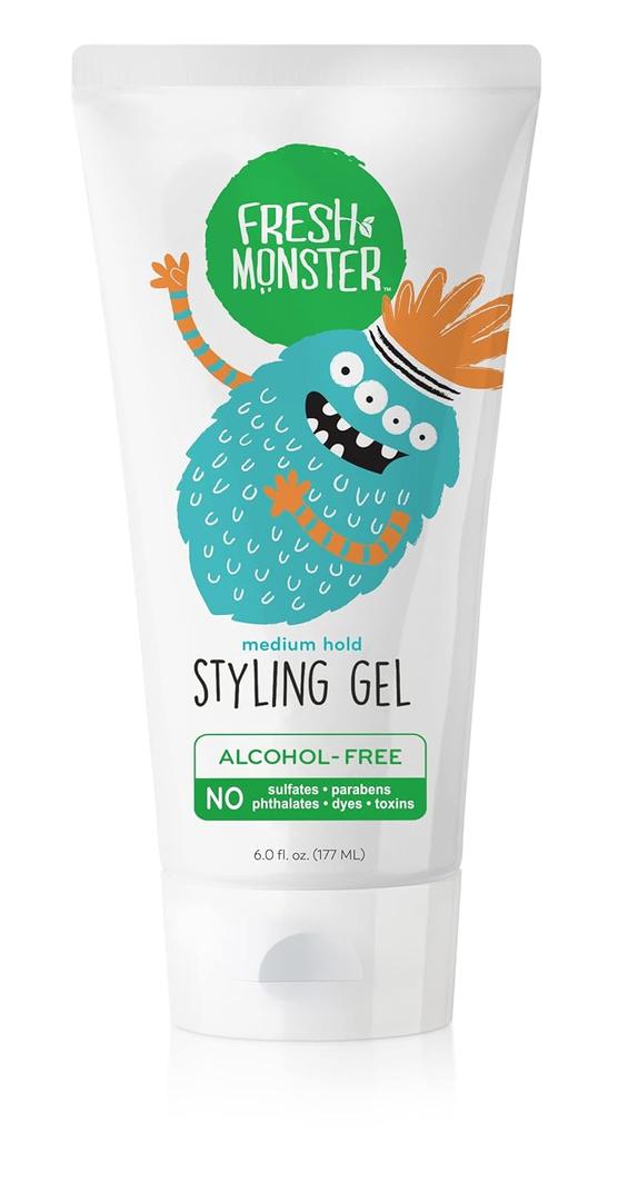 Fresh Monster Kids Hair Styling Gel, Medium Hold Alcohol-Free, Natural Hair Gel for Kids & Toddlers (6oz.) (1 Fl Oz (Pack of 1))