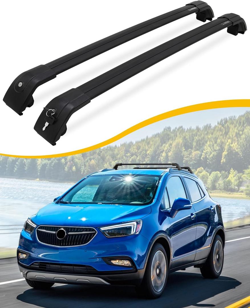 Roof Rack Cross Bars Fit for Buick Encore 2013 2014 2015 2016 2017 2018 2019 2020 2021 2022 Luggage Lockable Crossbars Carrier Cargo Bar Accessories (with Flush Side Rails)