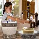 6 Pieces Bathroom Accessories Set Including Trash Can, Cup, Toothbrush Holders, Soap Dishes, Soap Dispenser and Toilet Brush, Home Decoration, Retro Style