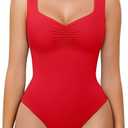 Avidlove Bodysuits for Women Sweetheart Neck Ruched Body Suit Seamless Double Lined Tank Top Slimming, S