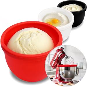 GuanQiao Silicone Bowl Liners for 5 Qt KitchenAid Mixers, 3 Liners with Lids
