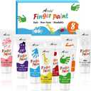 AROIC 8PCS Washable Finger Paint, Non-Toxic Finger Paints 8Colors(1.05fl oz), Art Supplies Painting Supplies Gifts, Hand Paint DIY Crafts for Children Age 13+ and Adults