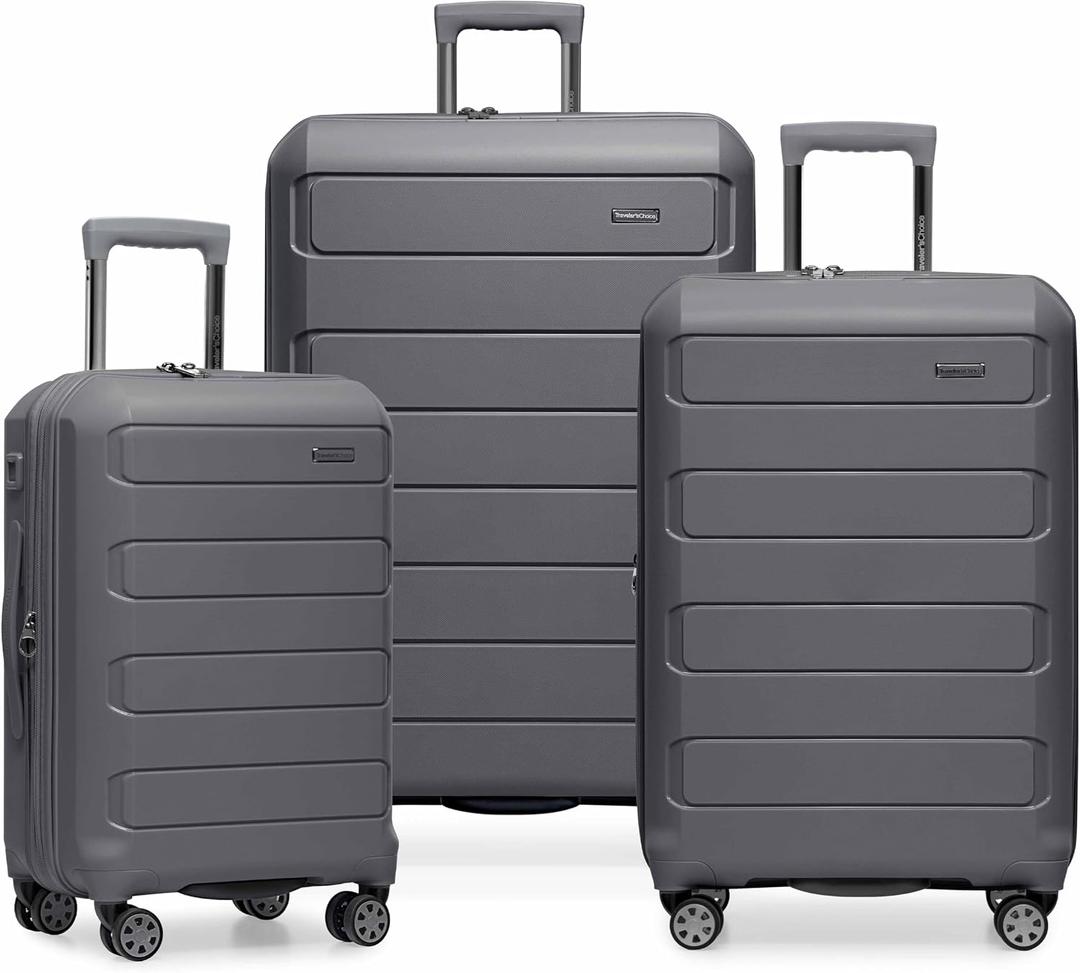 Traveler's Choice Pagosa Hardshell Expandable Luggage with Spinner Wheels, Gray, 3-Piece Set (22/27/30)
