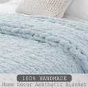 Chunky Knit Throw Blanket 60"X 80", 100% Handmade with Soft Chenille Yarn, 6.7lbs Thick Cable Knitted Blankets, Large Rope Knot Crochet Throws for Couch Sofa Bed Home Decor, Baby Blue