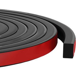 Pangda 20 Ft Rectangular Rubber Seal Strip with Self-Adhesive Tape, 0.75" W x 0.5" H Foam Rubber Weather Stripping for Boat, Automobile, RV, Ship, Garage Door/Window Seal, Black (Solid) (EXP 12/31/36)