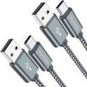 USB Type C Cable, (2-Pack 3FT) USB C Charger Cable Car Carplay Cable Nylon Braided Fast Charging Sync Cord Compatible iPhone 17 Air/ 16 Pro Max Samsung Galaxy S10 Plus, Google Pixel 2(Gray)