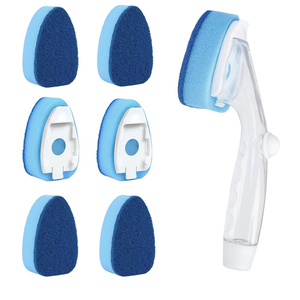Clioran Dishwand Refills Sponges Heads with Soap Control Handle, 6 Non-Scratch Replacement Sponge Head for Dish Wand,Leak-Proof Handle,Universal Compatible Soap Dispensing Brush for Kitchen,Dishwasher
