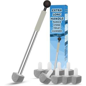 Pumice Stone Toilet Bowl Cleaner,16.7Inch Toilet Pumice Stone with Handle Cleans Hard Water Ring Calcium Buildup&Stains for Toilet Bath Kitchen Household Cleaning (Grey)