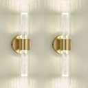 kudos Gold Bathroom Light Fixtures,2 Pack Modern Sconces Wall Lighting with Crystal Bubble and Clear Glass, 3000K/4500K/6000K Adjustable, KDVL05-GD-2-2PK