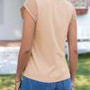 SHEWIN Womens Summer Tops Crewneck Short Sleeve T Shirts Casual Patchwork Hollow Out Loose Tank Top (Beige, L)