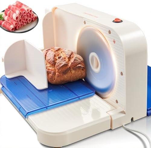 Meat Slicer, Electric Food Slicer with 7" Stainless Steel Blade, Child Lock Protection, 0-20mm Adjustable Thickness,Foldable Meat Slicer Machine for Home Ham, Cheese, Bread, Fruit & Veggies