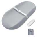 Blissful Diary Muslin Baby Changing Pad with Waterproof Lining Foam, Diaper Changing Table Pad with Cover for Dressers (Grey)