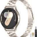 Thin Metal Compatible with Samsung Watch 7 bands, Adjustable Stainless Steel Replacement Strap for Galaxy Watch 7/FE/6/5/4 40mm 44mm /Galaxy 6 Classic/5 Pro/4 Classic/Active 2 Women Men (Starlight)