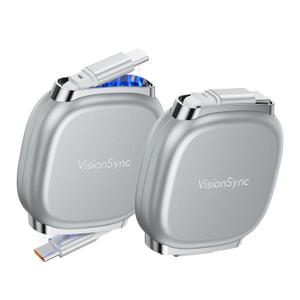 240W USB C to USB C Cable, PD 3.2 Retractable USB C Cable with Magnetic Slot for Travel,Car,5 Preset Length, Fast Charging for iPhone 17/16/15,iPad,MacBook,Galaxy S25/24,Grey,3.3ft,2pack