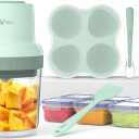 HEYVALUE Baby Food Maker, 13-in-1 Baby Food Puree Blender for Baby Food, Fruit, Vegatable, Meat, with Food Containers, Baby Food Processor Freezer Tray, Silicone Spoons, Silicone Spatula(Light Green)