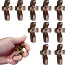 KyooteLfv Wooden Cross Fidget - Cross My Heart, Walnut Pocket Crosses for Anxiety Relief & Prayer, Encouragement Christian Gift for Adults/Kids (10 PCS)