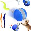 3 x Speedy 2.0 Tail Interactive Cat Toys for Bored Indoor Adult Cats,Rechargeable Automatic Cat Toy Balls Self Moving Chirping,Electric Cat Ball Toy for Smart Kitten Enrichment Exercise Essentials(Blue)