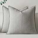 a moment Linen Pillow Covers Set of 2,Boho Farmhouse Throw Pillowcases Neutral Textured Decorative Covers for Couch Sofa, Soft Linen Blend Accent Case Cushion Living Room Home Decor 24"x24"Light Grey