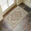 Collive Washable Indoor Doormat, Non Slip Retro Floor Mat 20" x 32" Small Mat Quick Absorbent Entrance Rug Distressed Taupe Front Door Mat, Welcome Mats Entryway Rug Doormats for Kitchen Home Patio