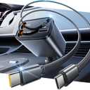 SUPERONE Smaller 4 in 1 Retractable Car Charger with Dual Type C Cords, 69W Fast Retractable USB C Car Charger, Car Accessories Car Chargers for iPhone 17 16 15 14 13 12 Galaxy Pixel